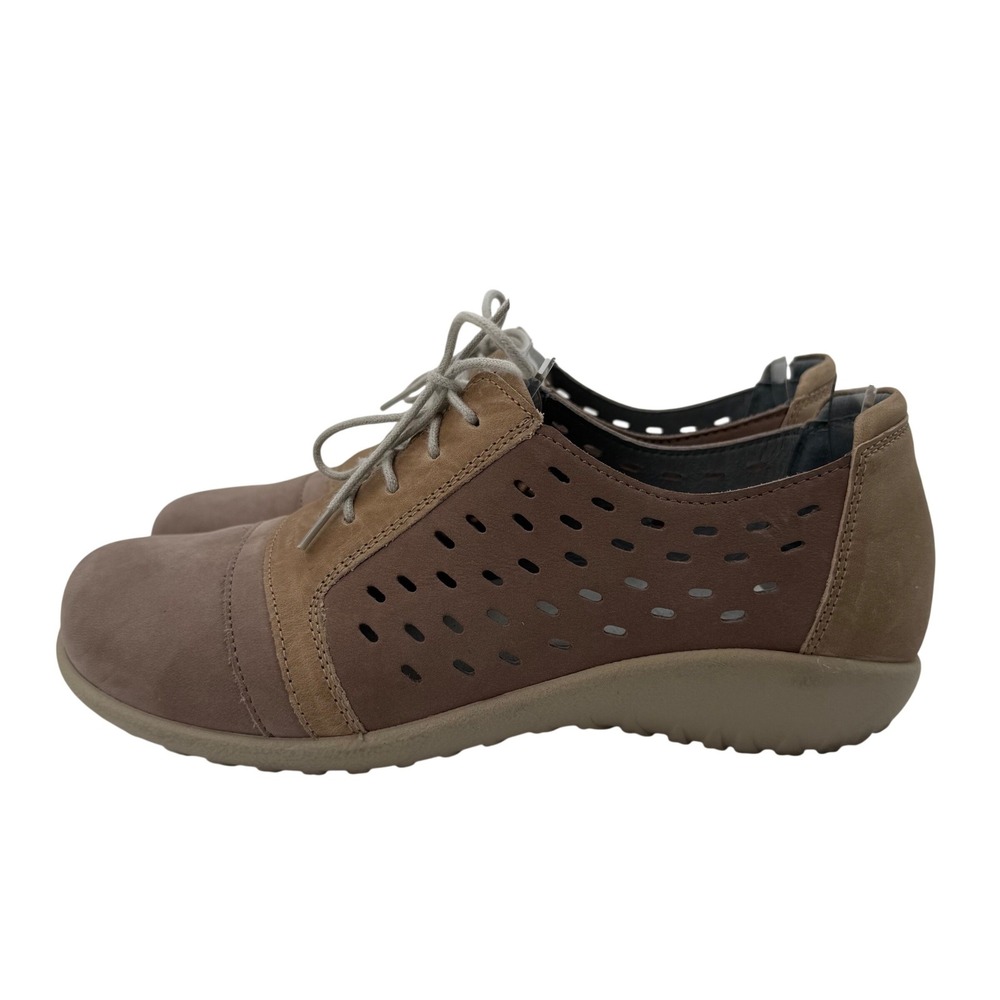 Naot Brown Leather Perforated Lace-Up Oxford Shoes Women Comfortable EU Size 37